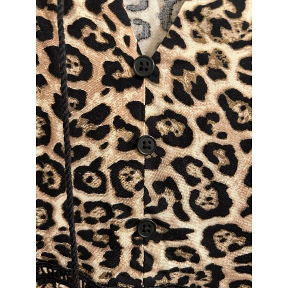 Mudd Leopard Print Peasant Style Women’s Blouse With Tassel Size M Boho - Picture 4 of 7